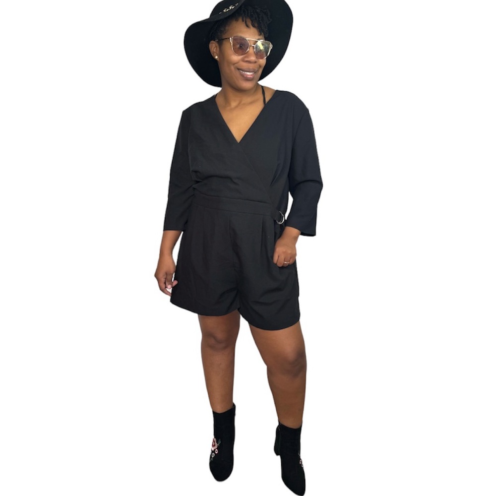GoldRay Romper V Neck Faux Wrap Dressy NEW